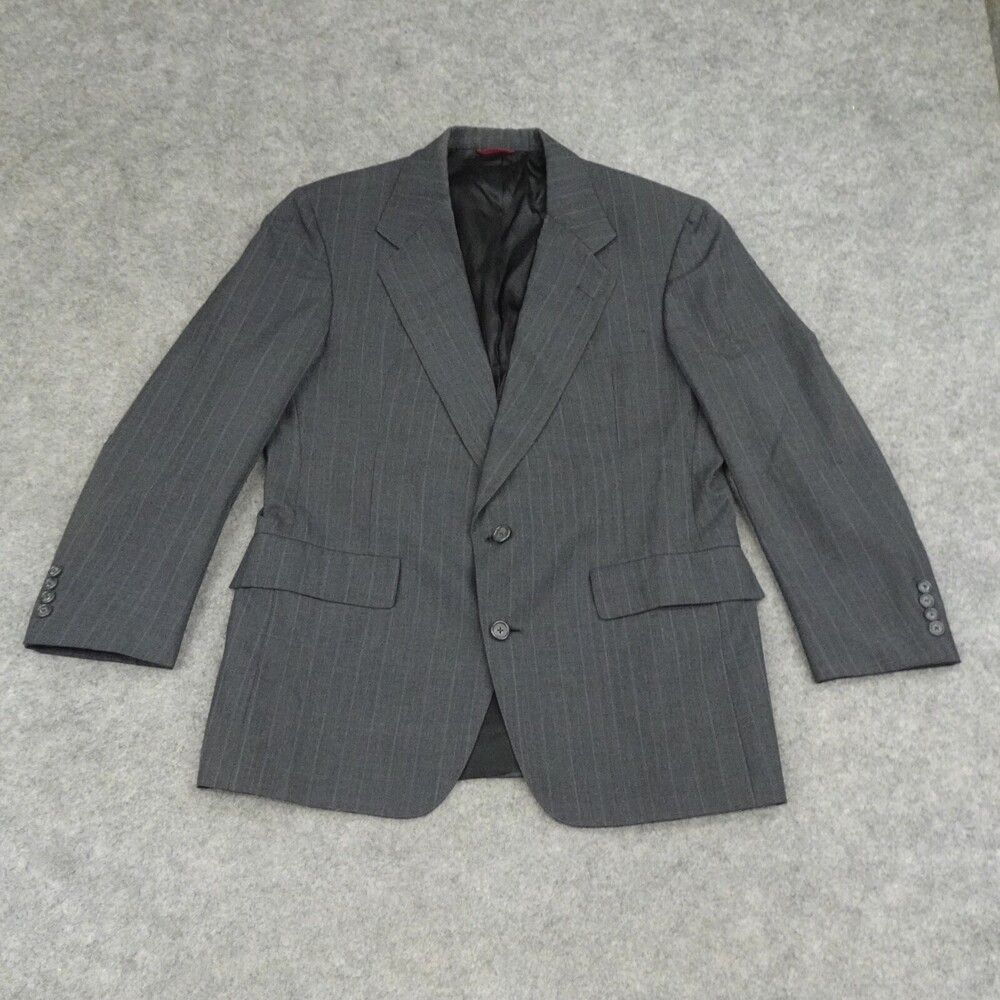 Vintage Hart Schaffner Marx Jacket Mens 40R Black Pinstripe Suit Coat Pockets